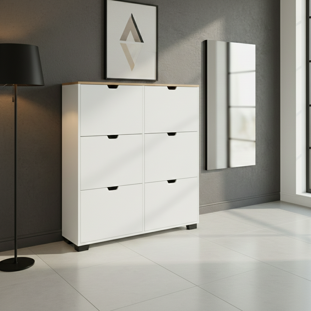 Meuble à chaussures en MDF de haute qualité 30 paires 6 portes