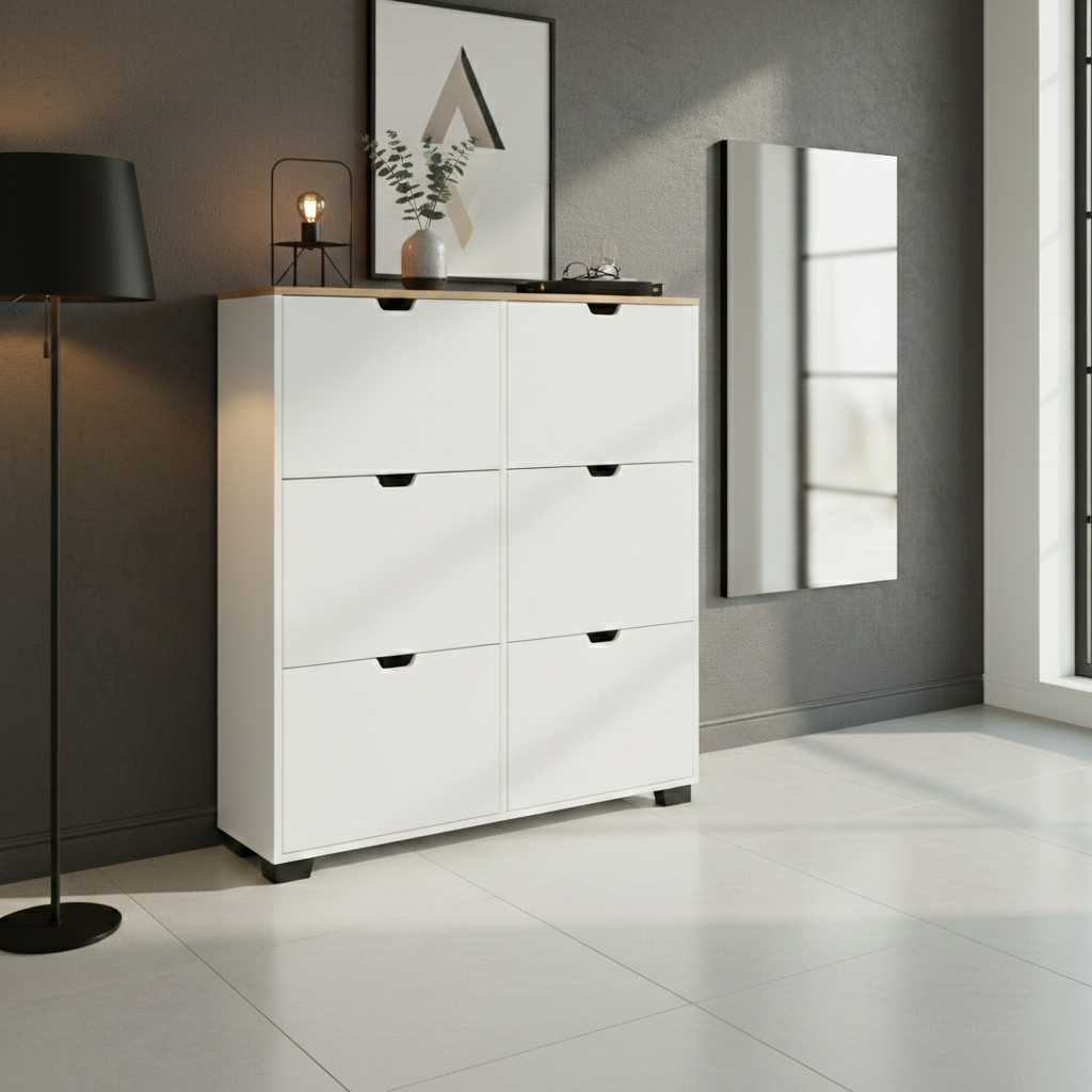 Meuble à chaussures en MDF de haute qualité 30 paires 6 portes