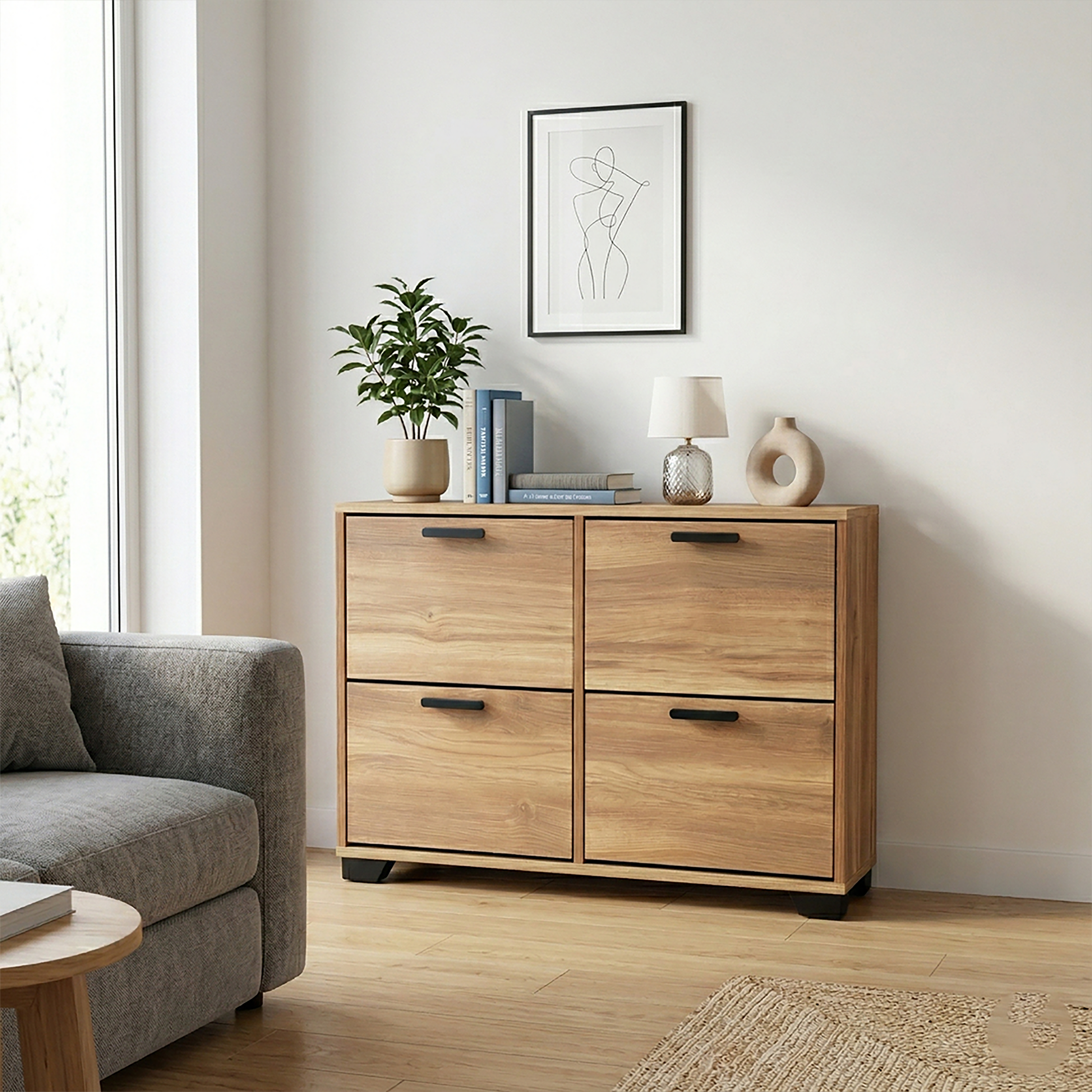 Meuble à chaussures en MDF de haute qualité 20 paires 4 portes