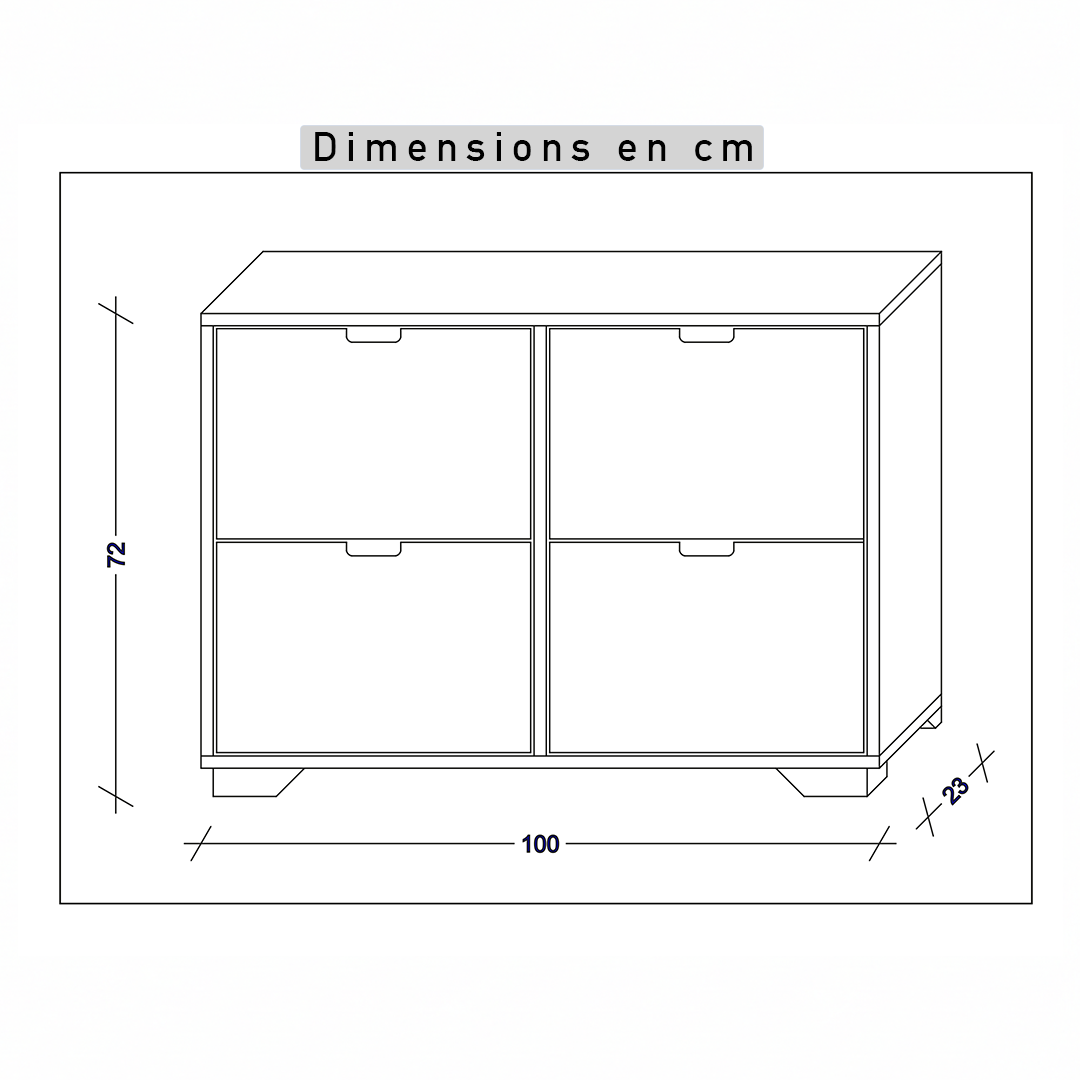 Mini Meuble à chaussures en MDF 24 paires 4 portes