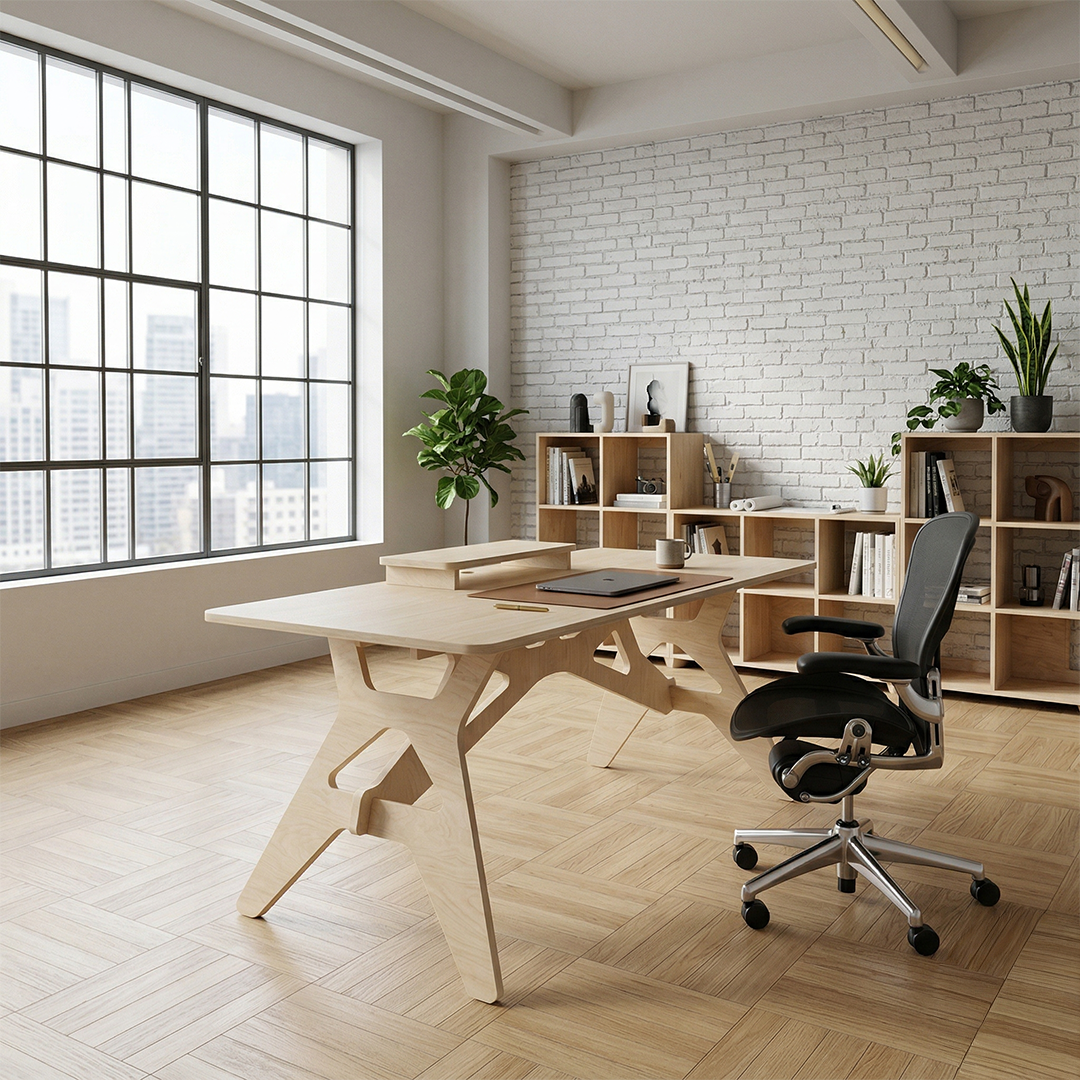 Bureau Design Minimaliste – Table de Travail Ergonomique en Bois Haute Qualité