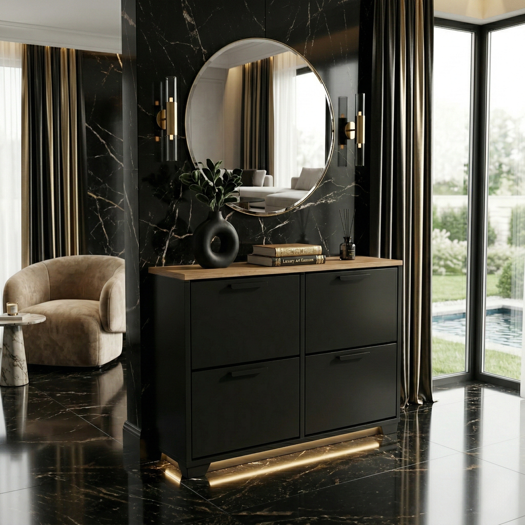 Mini Meuble à chaussures en MDF 24 paires 4 portes