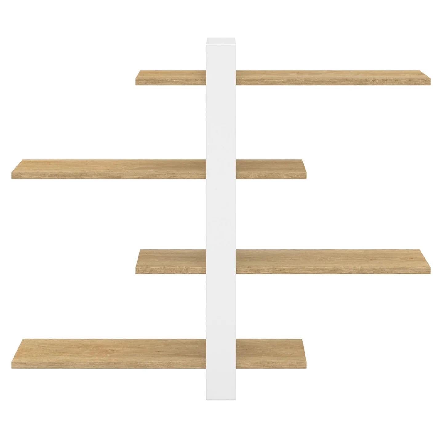 Etagère murale avec étagères coulissantes 4 niveaux façon hêtre et noir & blanc