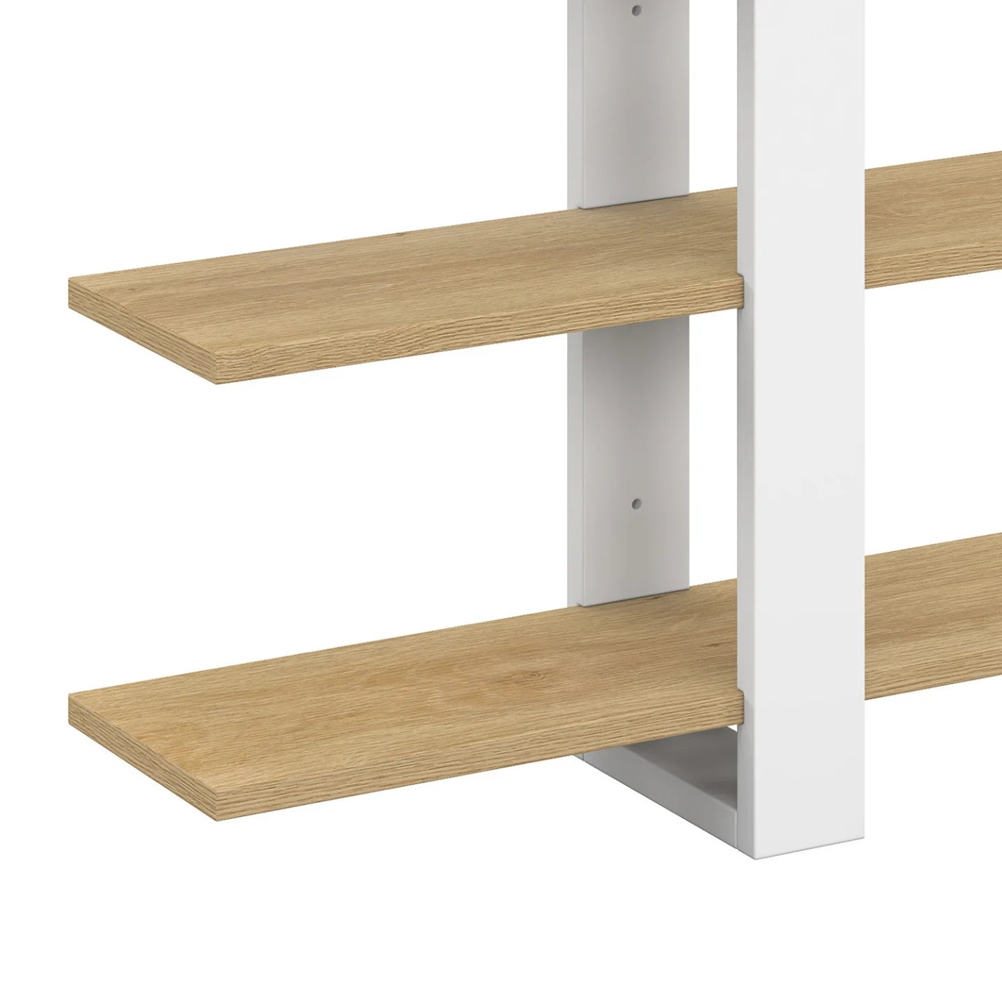 Etagère murale avec étagères coulissantes 4 niveaux façon hêtre et noir & blanc