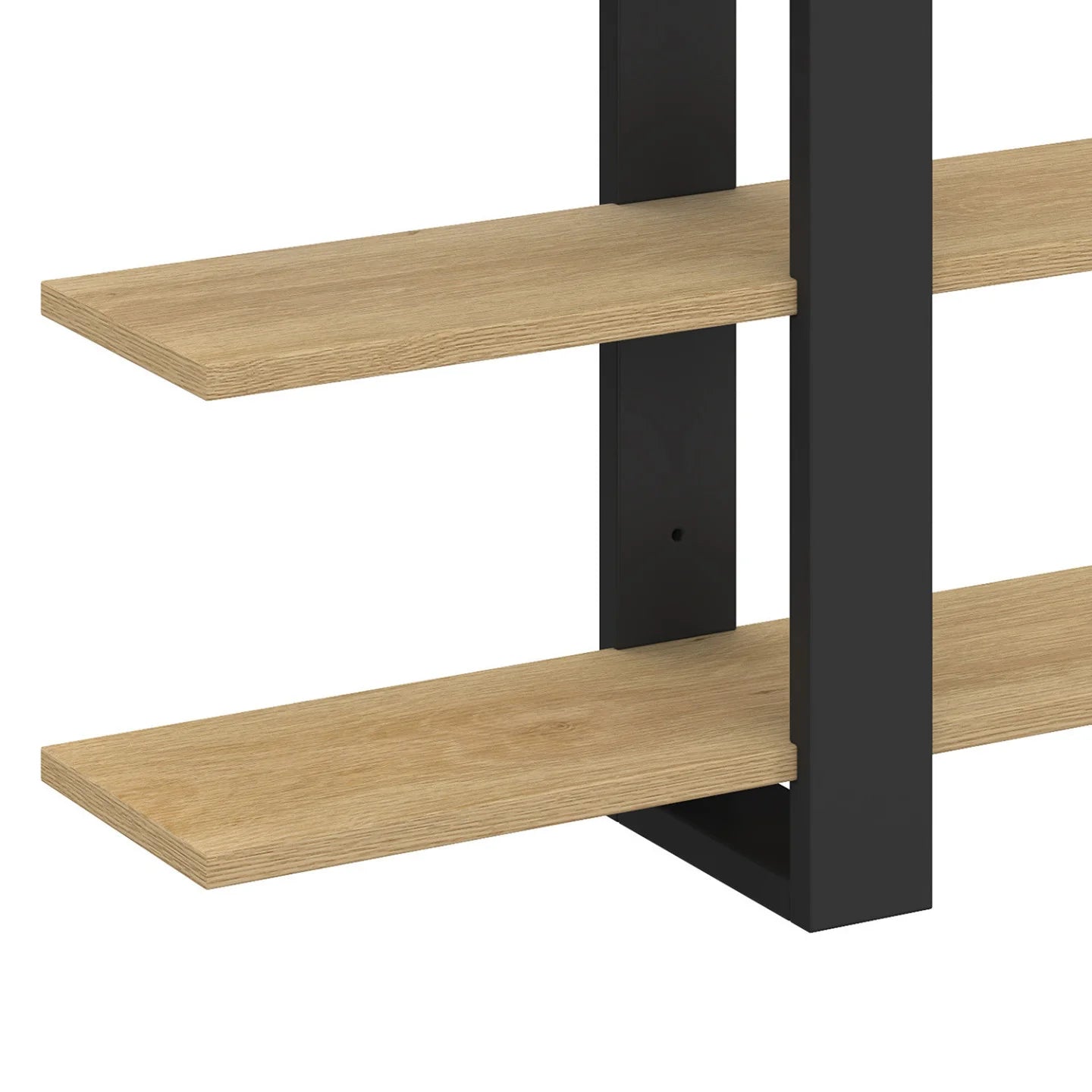 Etagère murale avec étagères coulissantes 4 niveaux façon hêtre et noir & blanc