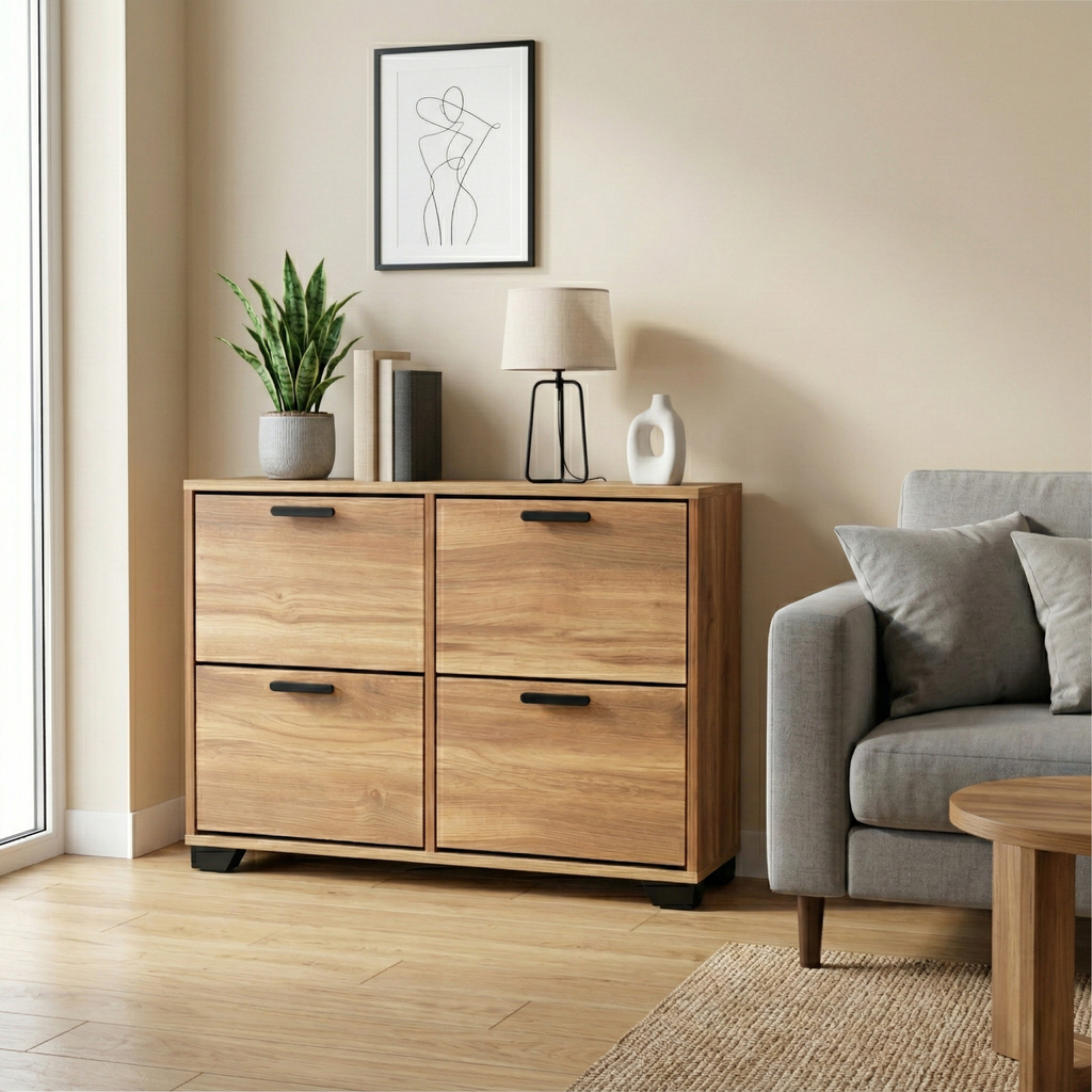 Mini Meuble à chaussures en MDF 24 paires 4 portes