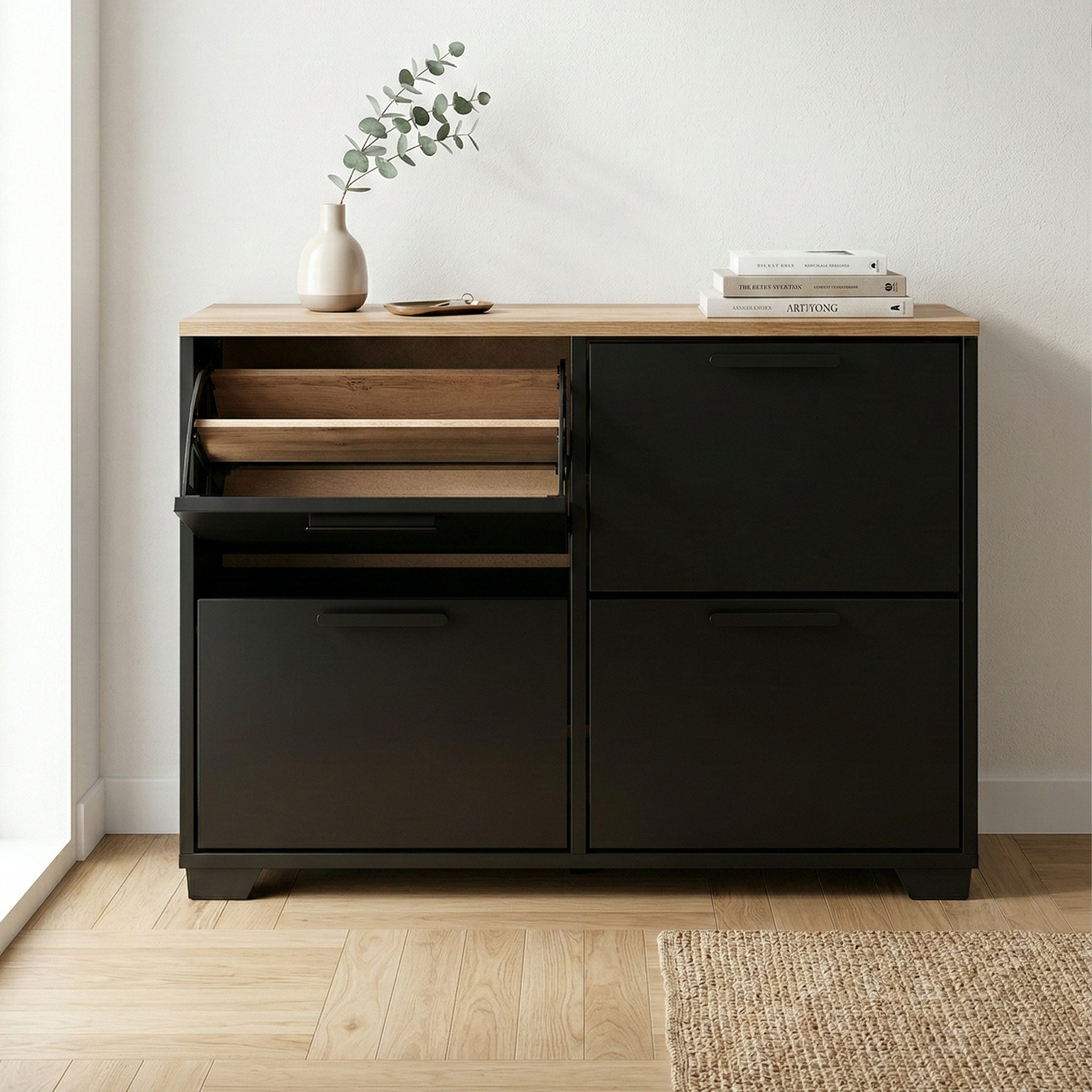 Mini Meuble à chaussures en MDF 24 paires 4 portes