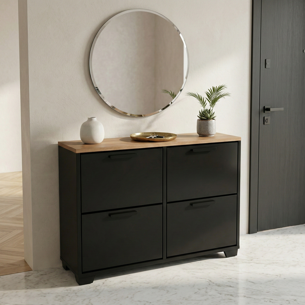 Mini Meuble à chaussures en MDF 24 paires 4 portes