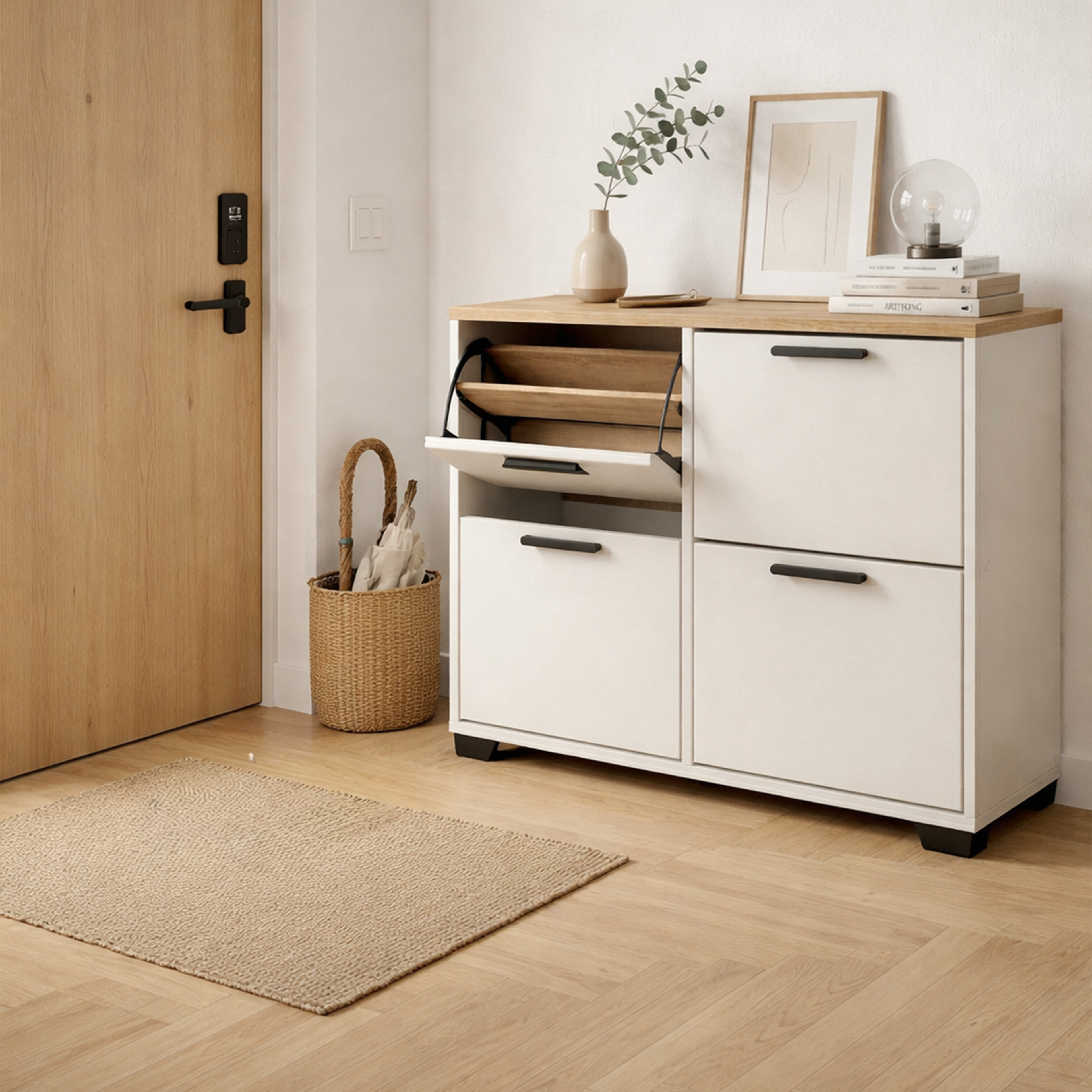 Mini Meuble à chaussures en MDF 24 paires 4 portes