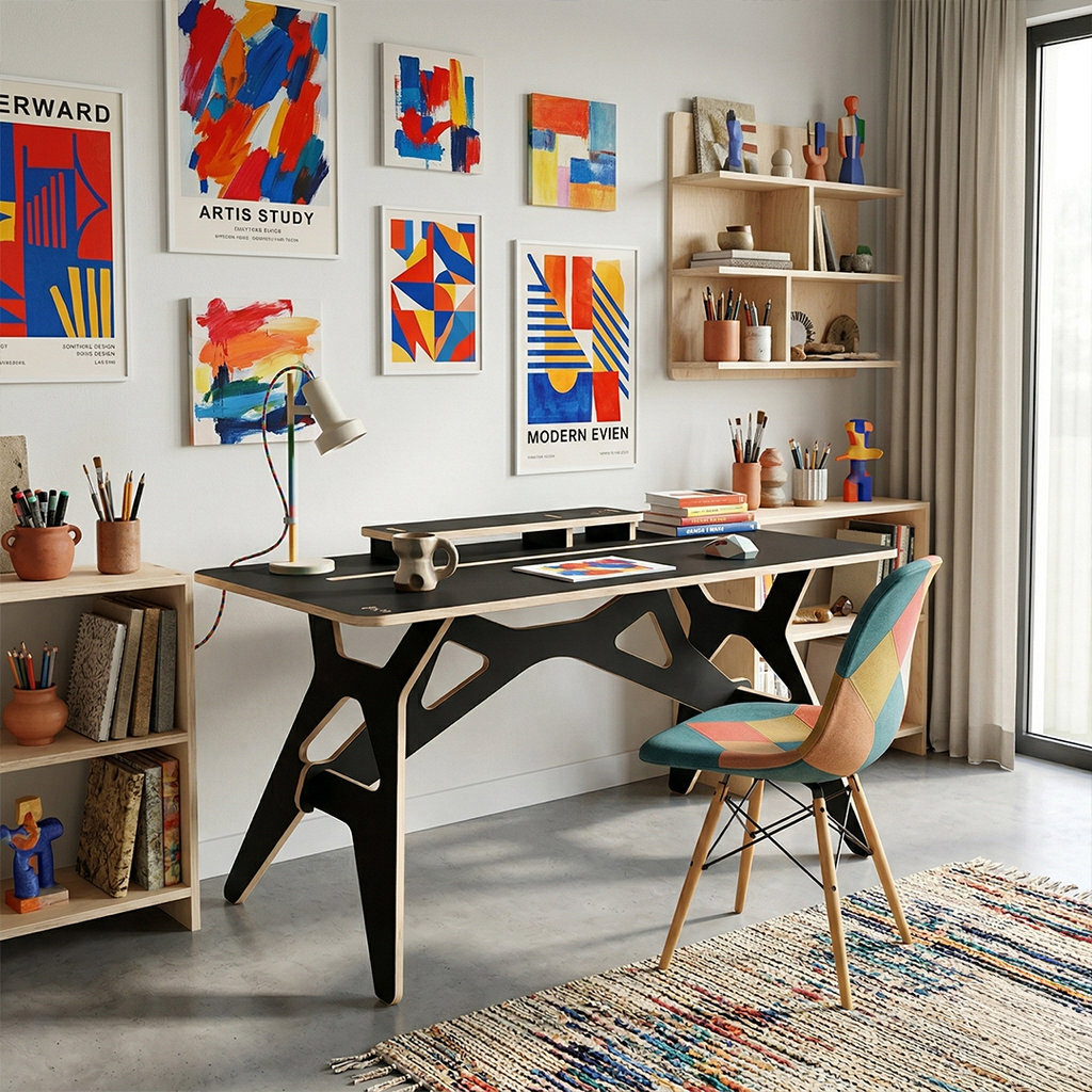 Bureau Design Minimaliste – Table de Travail Ergonomique en Bois Haute Qualité