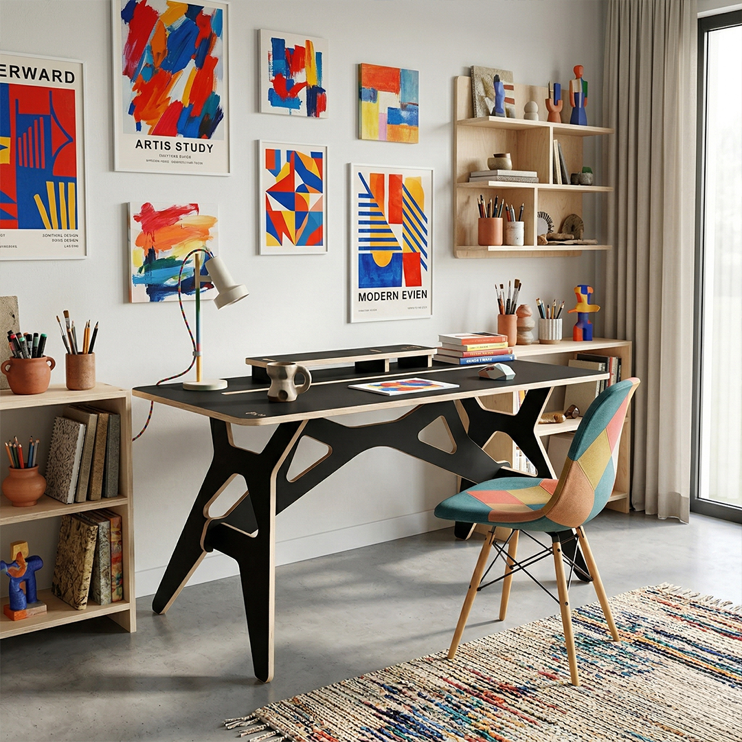 Bureau Design Minimaliste – Table de Travail Ergonomique en Bois Haute Qualité