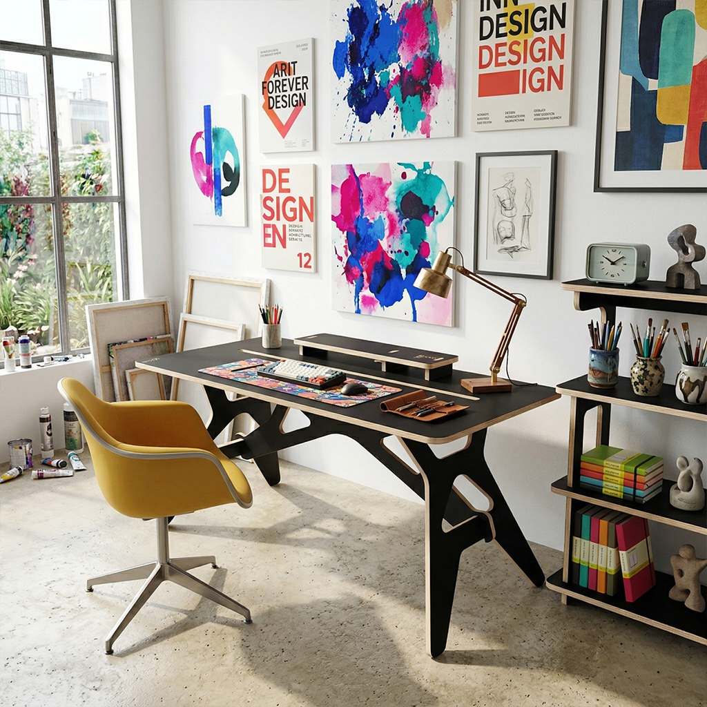 Bureau Design Minimaliste – Table de Travail Ergonomique en Bois Haute Qualité