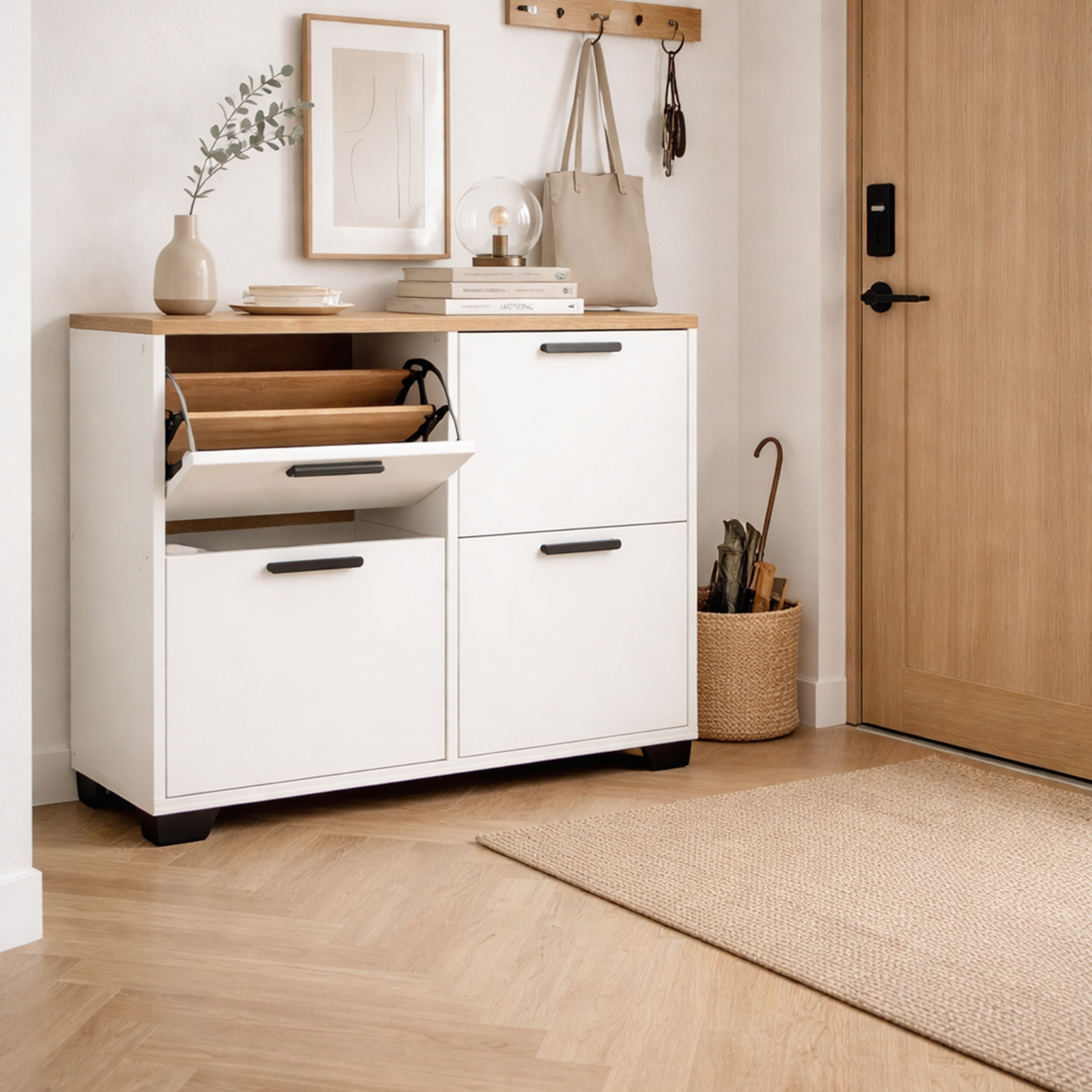 Mini Meuble à chaussures en MDF 24 paires 4 portes