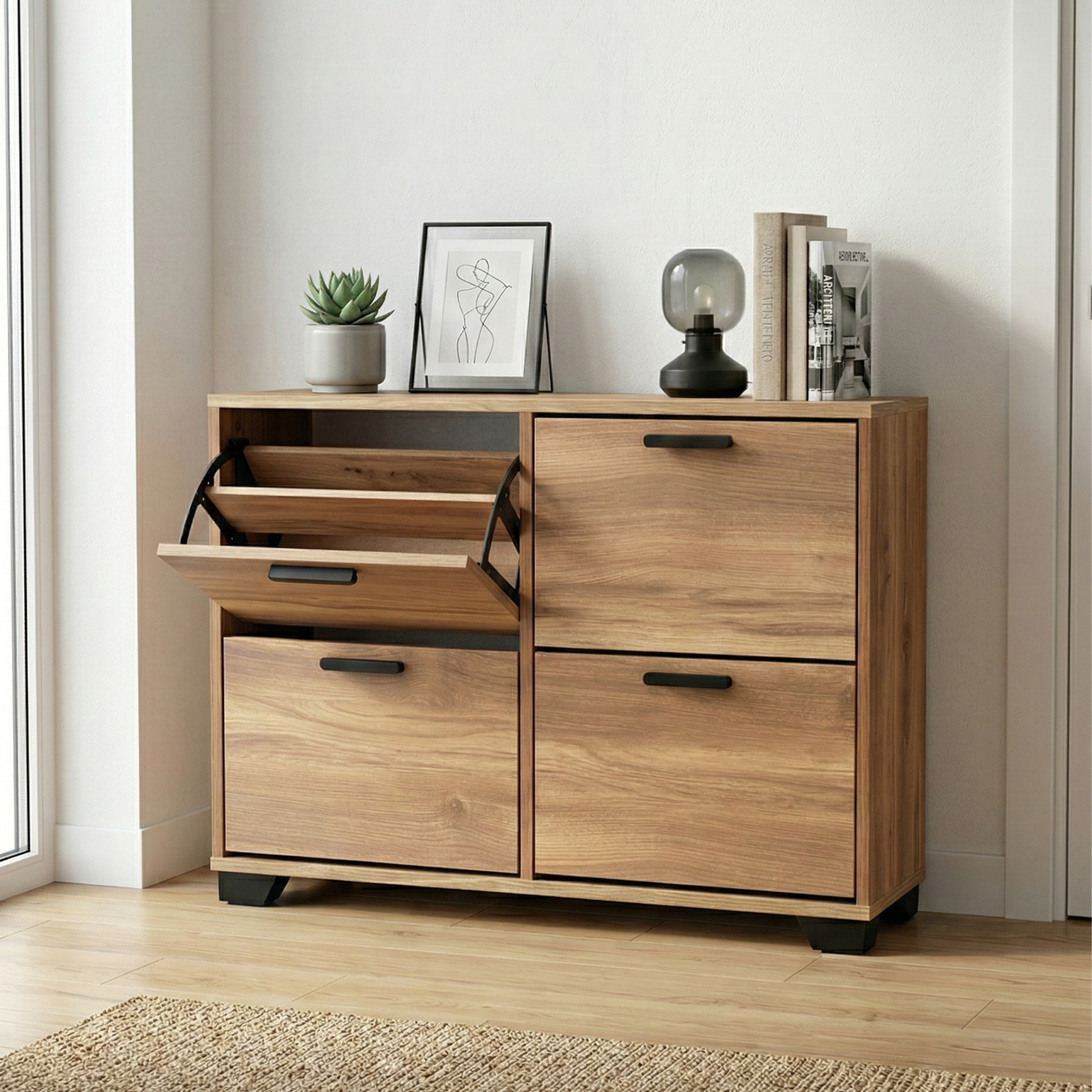 Meuble à chaussures en MDF de haute qualité 20 paires 4 portes