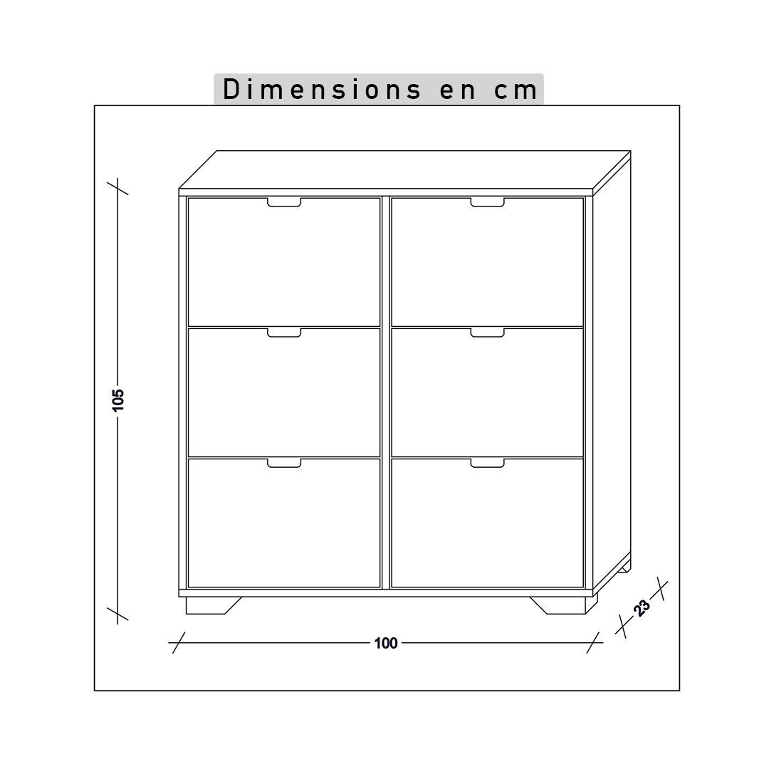 Meuble à chaussures en MDF de haute qualité 30 paires 6 portes
