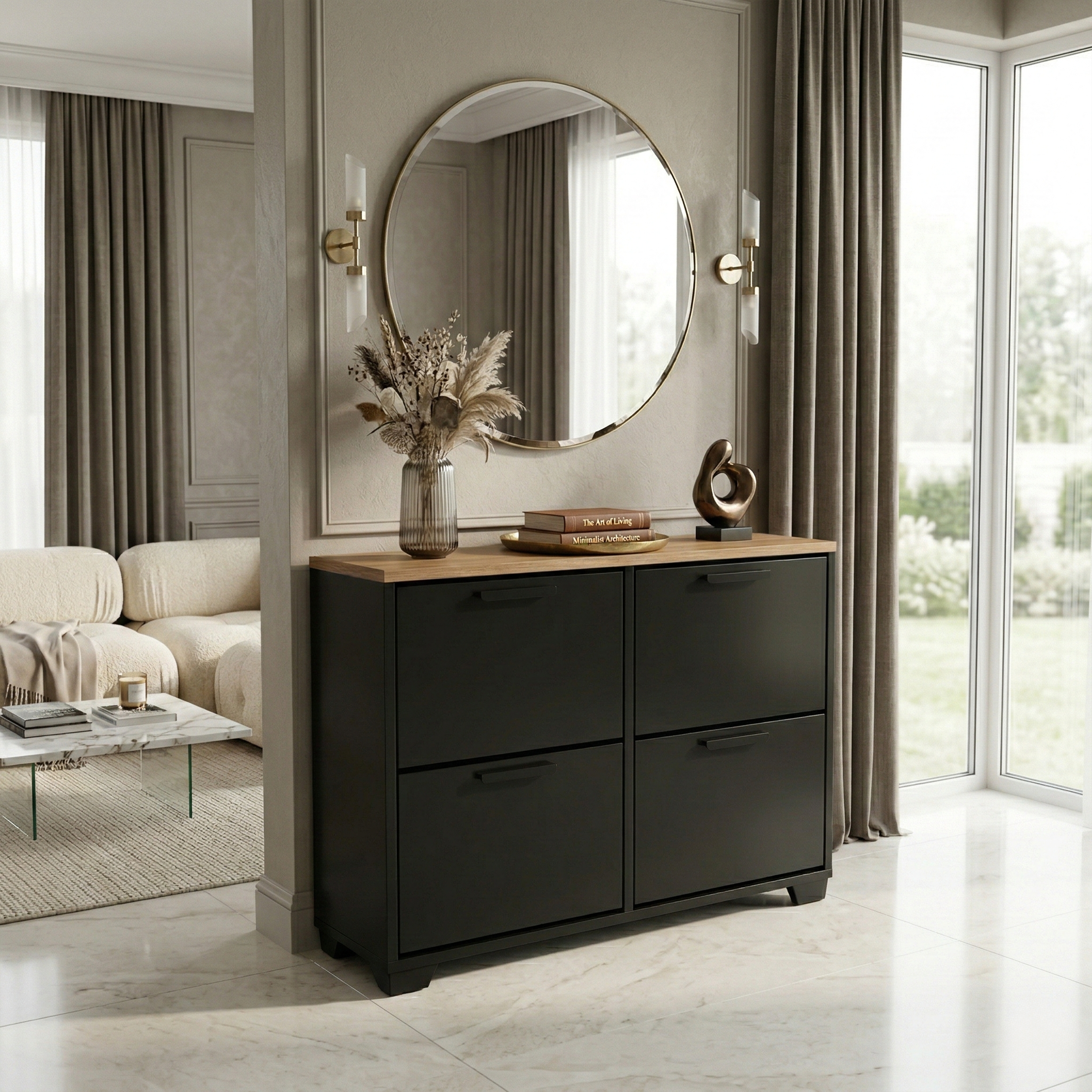 Meuble à chaussures en MDF de haute qualité 20 paires 4 portes