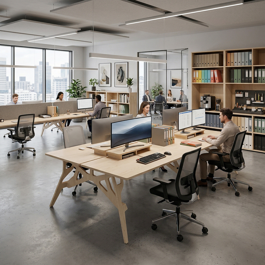 Bureau Design Minimaliste – Table de Travail Ergonomique en Bois Haute Qualité