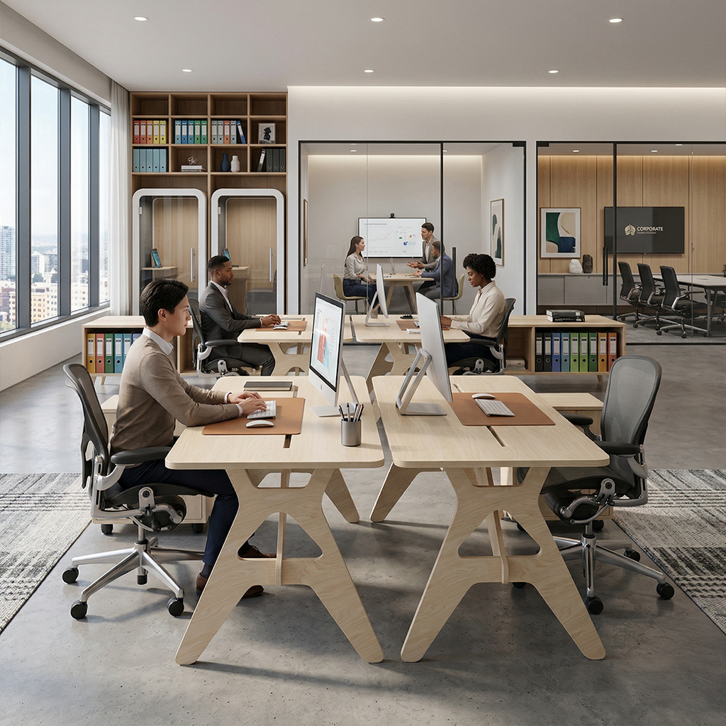 Bureau Design Minimaliste – Table de Travail Ergonomique en Bois Haute Qualité